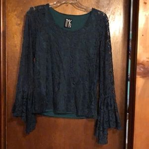 Green bell sleeve blouse boho size XL juniors TMG New York